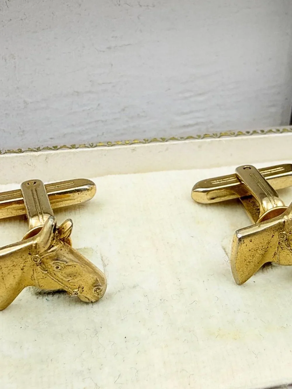 Hickok USA Gold Plated Figural Horse Head Equestrian Motif Cufflinks